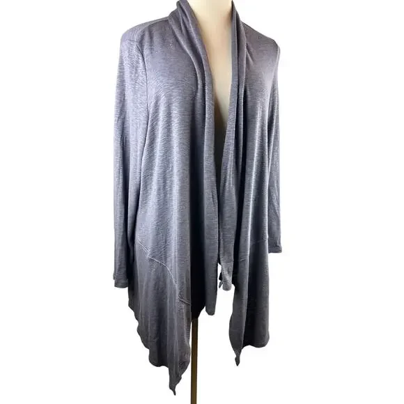 LOGO by Lori Goldstein Slub Sweater Knit Cardigan Smokey Purple Plus Size 2X - Picture 8 of 8